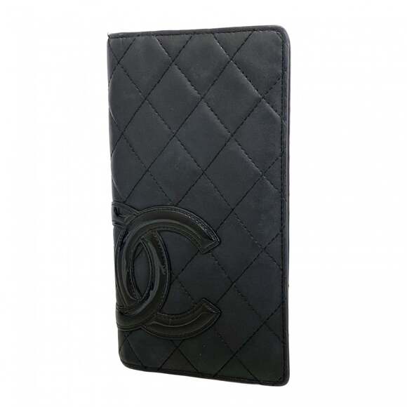 CHANEL Handbags - CHANEL Authentic Black Lambskin Leather Wallet